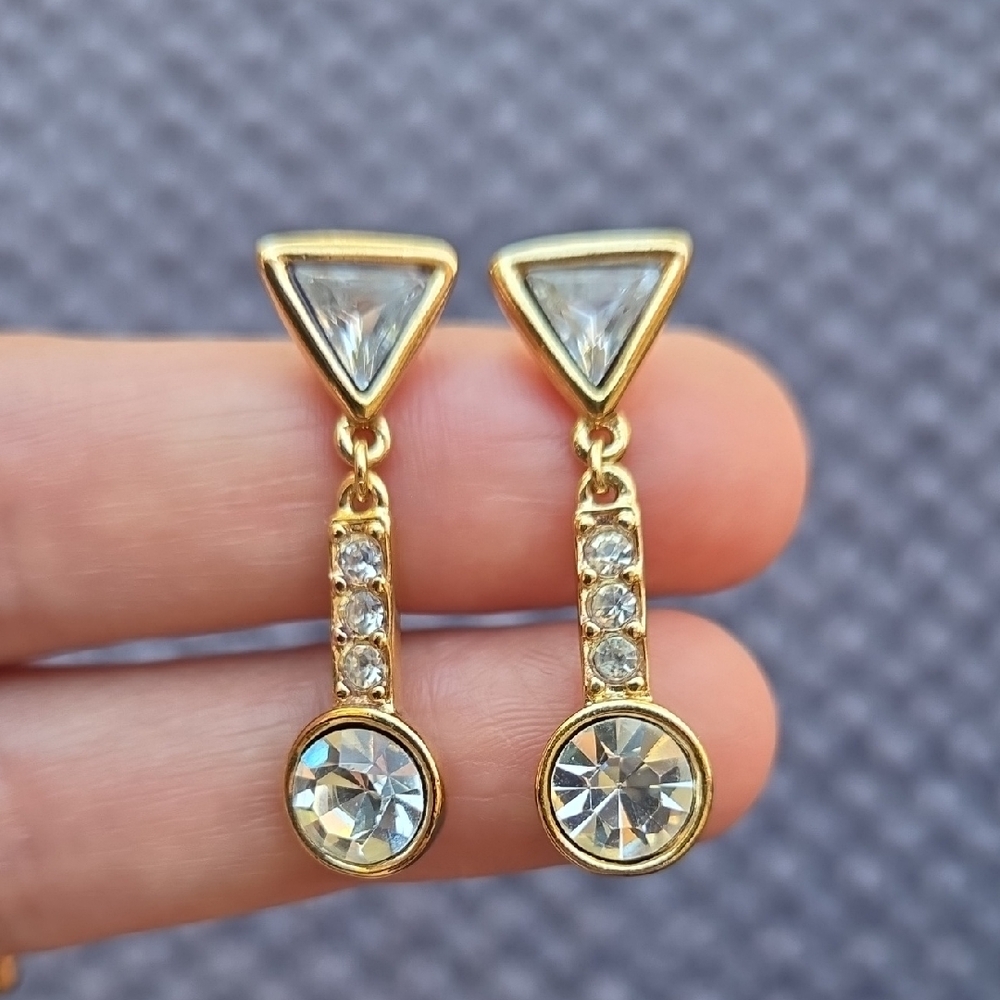 Elegant Geometric Gold Tone Dangle Earrings